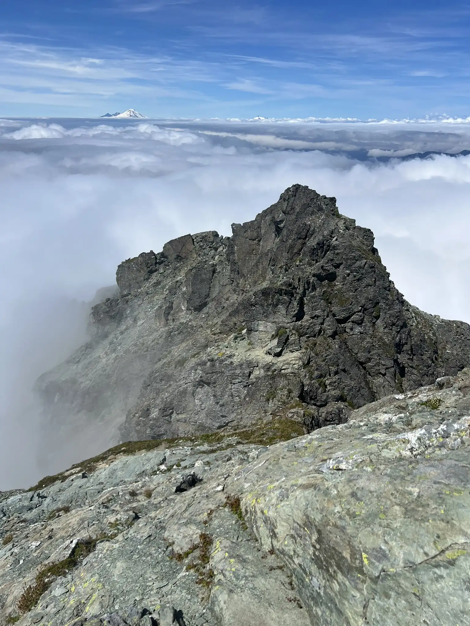 Mount Baker is above cloud and the ridge